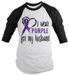 Purple Ribbon Shirt Wear For Husband Raglan