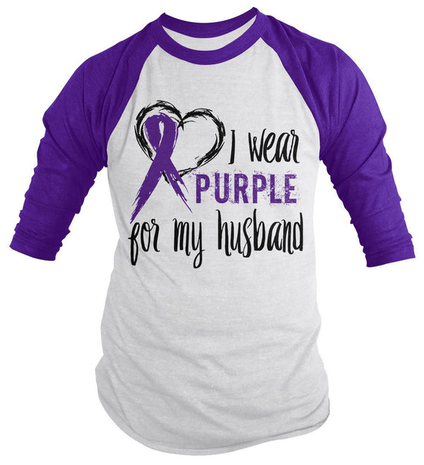 Purple Ribbon Shirt Wear For Husband Raglan-Shirts By Sarah
