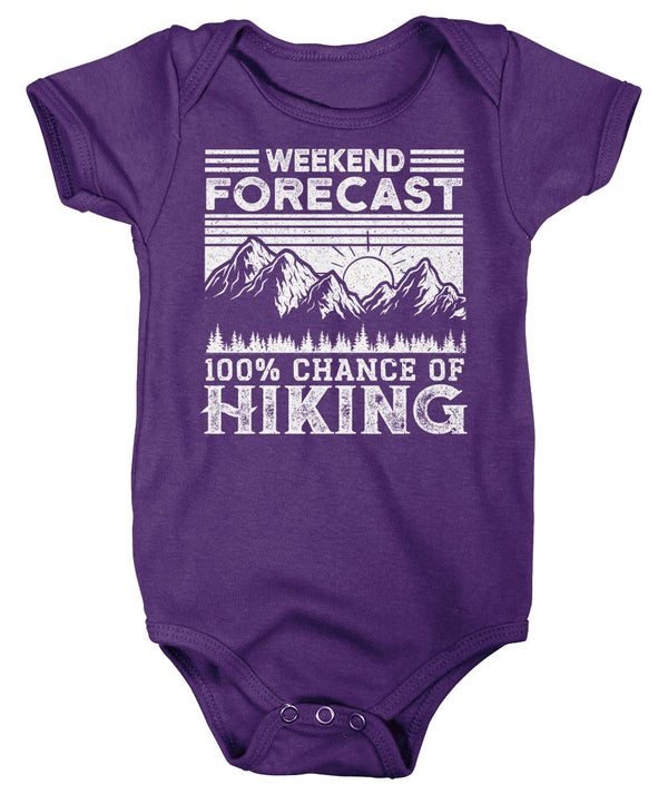 Baby Hiking Bodysuit Weekend Forecast Snap Suit Chance Of Hiking Creeper Hiker Gift Love Hiking Infant Mountains Boys Girls-Shirts By Sarah
