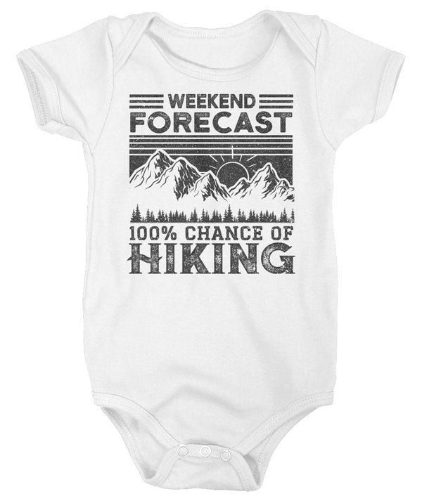 Baby Hiking Bodysuit Weekend Forecast Snap Suit Chance Of Hiking Creeper Hiker Gift Love Hiking Infant Mountains Boys Girls-Shirts By Sarah