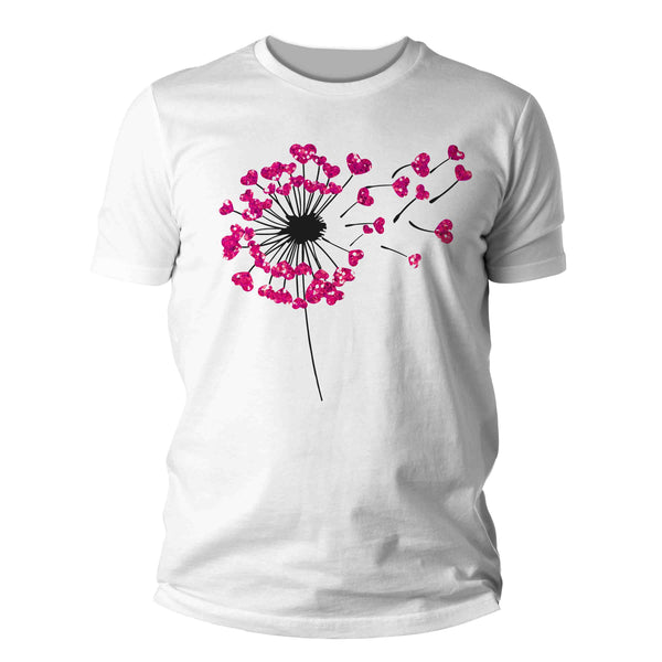 Men's Cute Valentine's Day Shirt Dandelion Shirt Heart T Shirt Flowers Valentine Shirt Pretty Valentines Tee Man Unisex-Shirts By Sarah