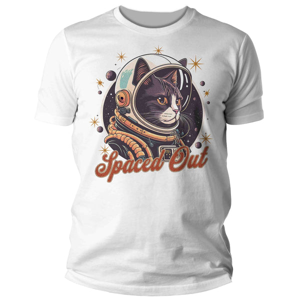 Men's Funny Cat Astronaut Shirt Spaced Out Kitty T Shirt Hipster Space Astronomy Gift Feline Humor Graphic Streetwear Tee Unisex Man-Shirts By Sarah