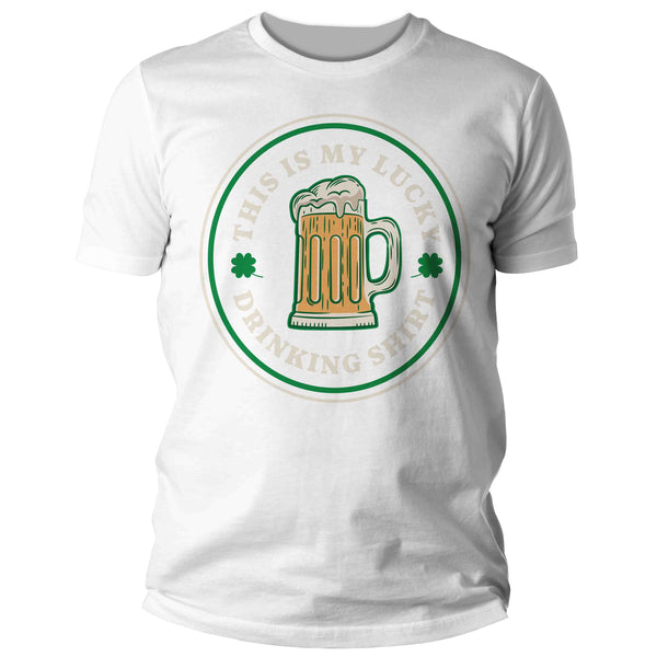 Men's Funny This Is My Lucky Drinking Shirt St. Patrick's Day T Shirt Mug Of Beer Pint Party Drink Tshirt Graphic Tee Streetwear Man Unisex-Shirts By Sarah