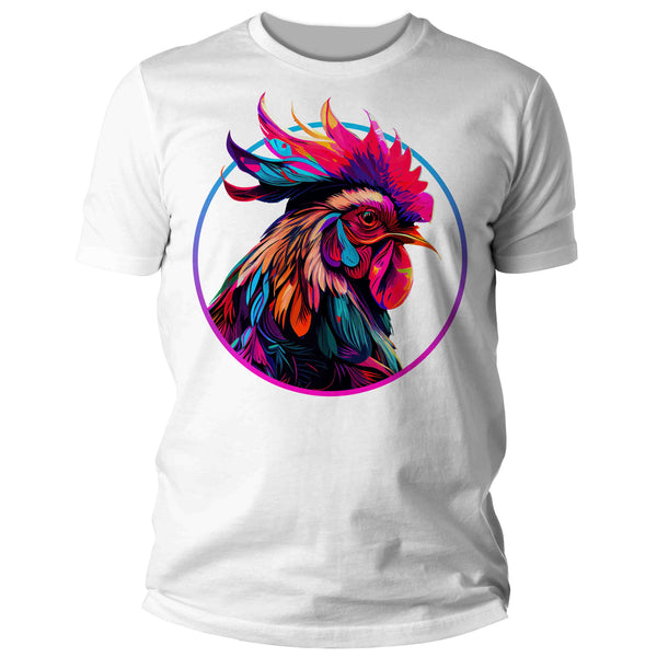 Men's Colorful Rooster Shirt Hipster T Shirt Bird Chicken Farmer Gift Rainbow Farming Farmer Chick Graphic Tee Unisex Man-Shirts By Sarah