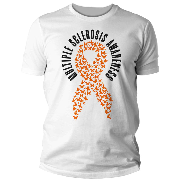 Men's Multiple Sclerosis Shirt MS Awareness T Shirt Orange Ribbon Butterflies Hope Tshirt Graphic Tee Streetwear Man Unisex-Shirts By Sarah