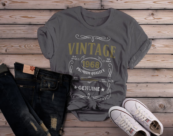 Shirts By Sarah Women's Vintage 1968 50th Birthday T-Shirt Classic Fifty Tee Shirt-Shirts By Sarah