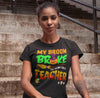 Women's Funny Teacher Halloween T Shirt Teacher Halloween Shirts Broom Broke Funny Halloween Shirt Witch T Shirt