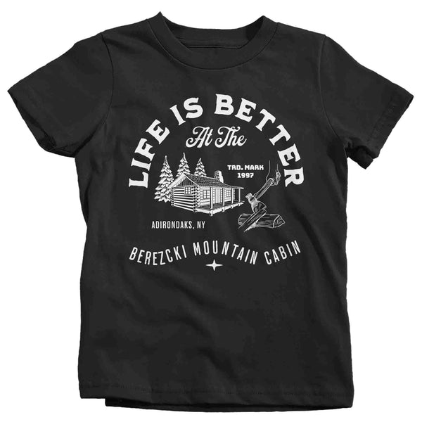 Kids Personalized Cabin T Shirt Life Is Better At Cabin Shirt Wood Forest Mountain Custom Camp Shirt Hunting Camping Youth Unisex-Shirts By Sarah