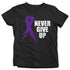 Kids Purple Ribbon Shirt Never Give Up Awareness T Shirt Lupus Fibromyalgia Cancer Chron's Disease Tee Streetwear Youth Unisex-Shirts By Sarah