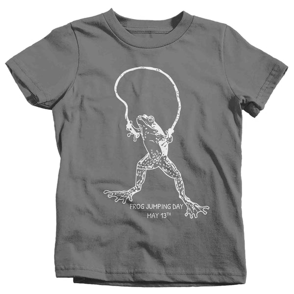 Kids Frog Shirt Hipster Jumping Day T Shirt Amphibian Gift Jump May 13th Graphic Tee Unisex Youth-Shirts By Sarah