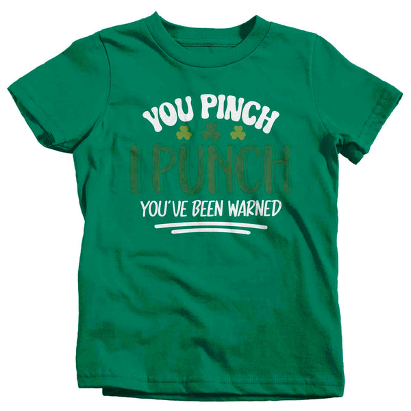 Kids Funny Pinch Shirt St. Patrick's Day T Shirt You Pinch I Punch Tshirt Graphic Tee Streetwear Humor Unisex Youth Boy's Girl's-Shirts By Sarah