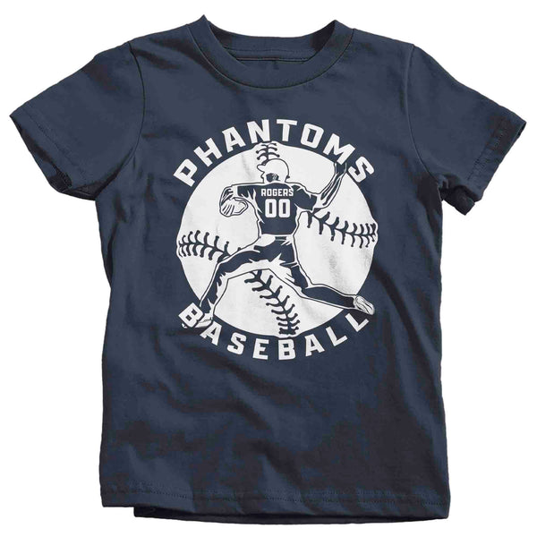 Kids Personalized Baseball Player Shirt Pitcher T Shirt Custom Baseball Graphic Brother Sister Cousin Tee Unisex Boys Girls-Shirts By Sarah