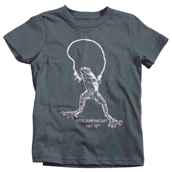 Kids Frog Shirt Hipster Jumping Day T Shirt Amphibian Gift Jump May 13th Graphic Tee Unisex Youth-Shirts By Sarah