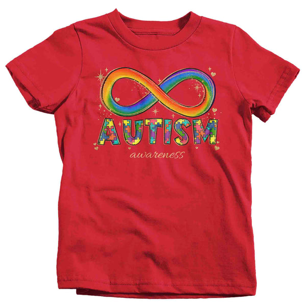 Kids Autism Infinity Shirt Puzzle Ribbon Awareness T Shirt Neurodiversity Divergent Asperger's Syndrome Spectrum ASD Tee Youth Unisex-Shirts By Sarah