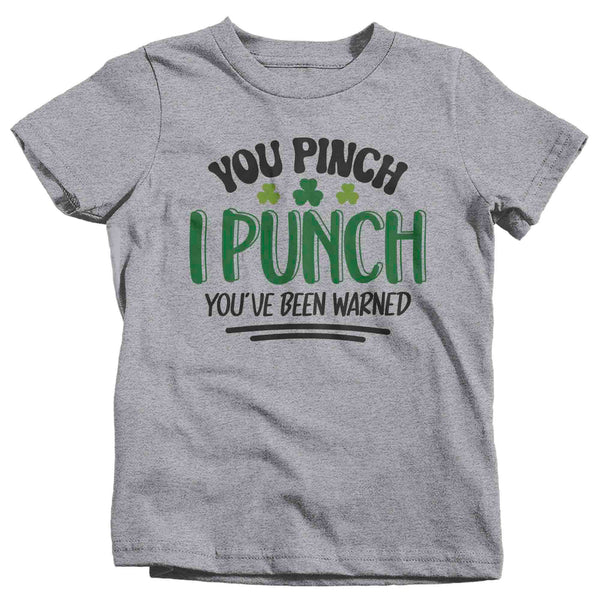 Kids Funny Pinch Shirt St. Patrick's Day T Shirt You Pinch I Punch Tshirt Graphic Tee Streetwear Humor Unisex Youth Boy's Girl's-Shirts By Sarah