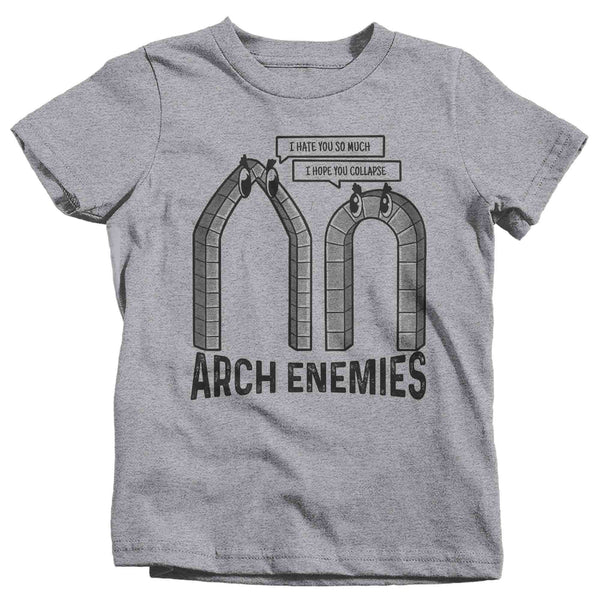 Kids Funny Architect Shirt Pun T-Shirt Play On Words Arch Enemies Funny Engineer Humor Gift Tee Graphic Vintage T Shirt Unisex Boys Girls-Shirts By Sarah