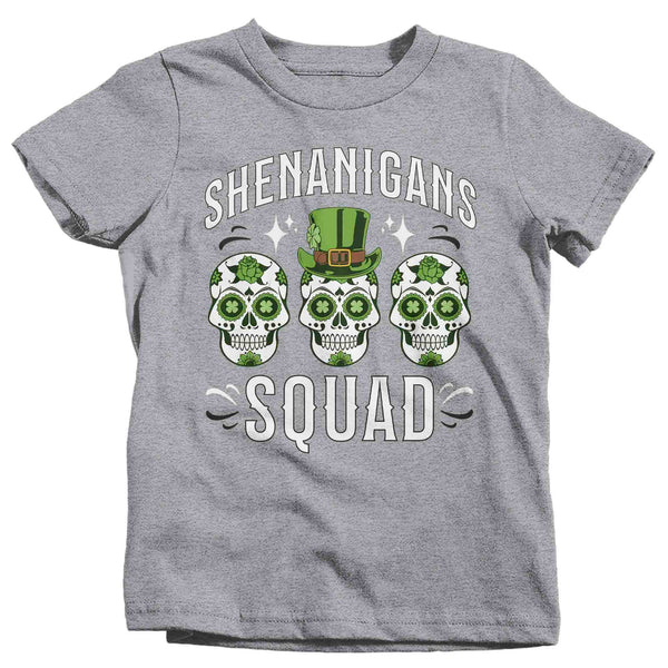 Kids Funny Shenanigans Squad Shirt St. Patrick's Day T Shirt Sugar Skull Grunge Tshirt Graphic Tee Streetwear Youth Boy's Girl's-Shirts By Sarah
