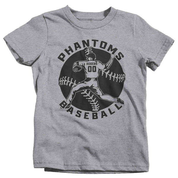 Kids Personalized Baseball Player Shirt Pitcher T Shirt Custom Baseball Graphic Brother Sister Cousin Tee Unisex Boys Girls-Shirts By Sarah