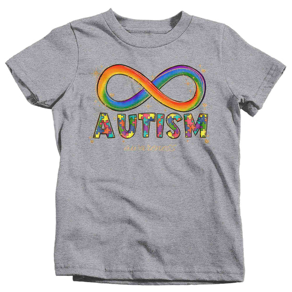 Kids Autism Infinity Shirt Puzzle Ribbon Awareness T Shirt Neurodiversity Divergent Asperger's Syndrome Spectrum ASD Tee Youth Unisex-Shirts By Sarah