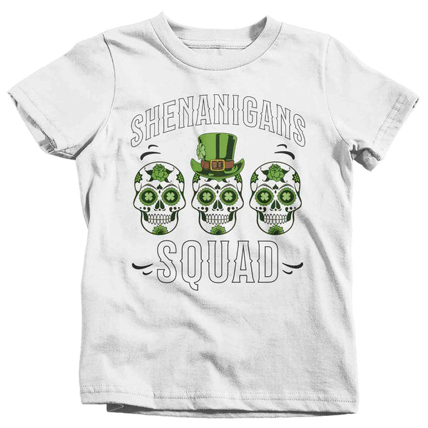 Kids Funny Shenanigans Squad Shirt St. Patrick's Day T Shirt Sugar Skull Grunge Tshirt Graphic Tee Streetwear Youth Boy's Girl's-Shirts By Sarah