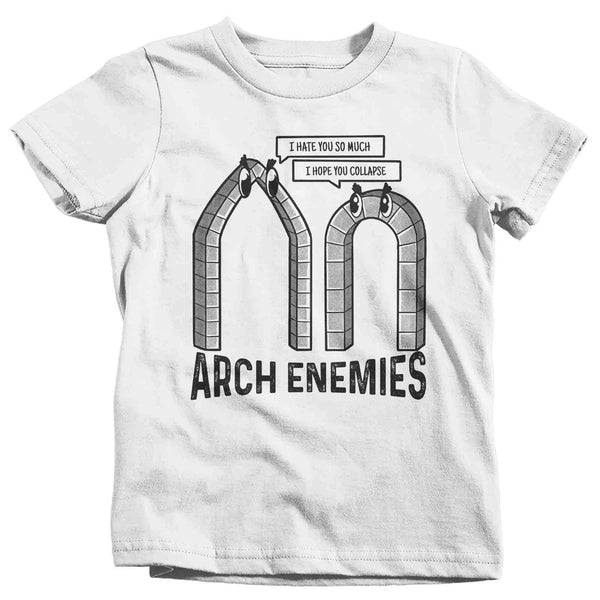Kids Funny Architect Shirt Pun T-Shirt Play On Words Arch Enemies Funny Engineer Humor Gift Tee Graphic Vintage T Shirt Unisex Boys Girls-Shirts By Sarah
