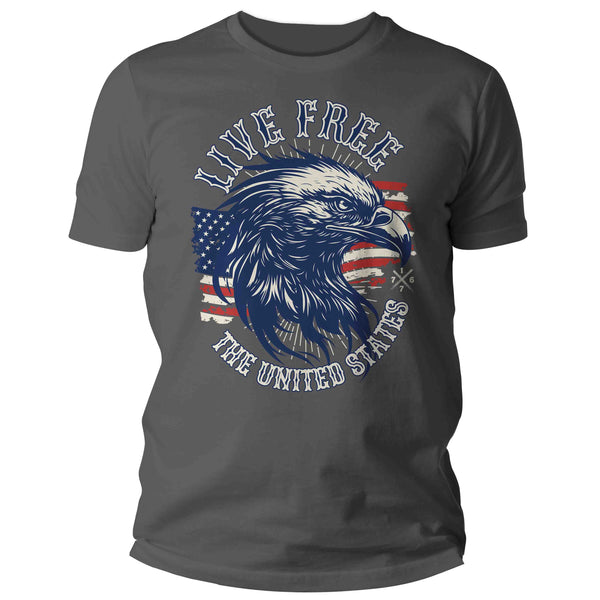 Men's Live Free Shirt Patriotic T Shirt 4th July Eagle American Flag Grunge Independence Day Tee Man Gift For Him Unisex-Shirts By Sarah