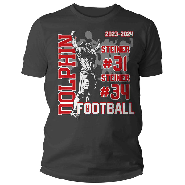 Men's Personalized Football T Shirt Custom Football Dad Shirt 2 Players Sons Mom Team Custom Unisex Shirts Gift Idea-Shirts By Sarah