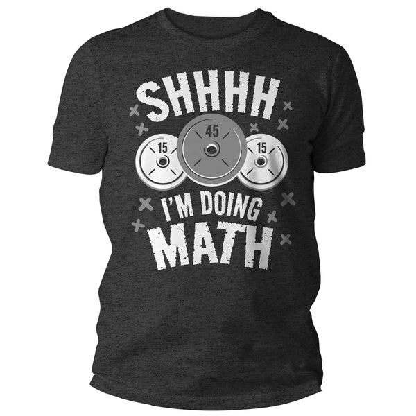 Men's Funny Weightlifting Shirt Shh I'm Doing Math T Shirt Gym Gift For Him Lift Weights Tee Weightlifter Bodybuilder Unisex Man-Shirts By Sarah