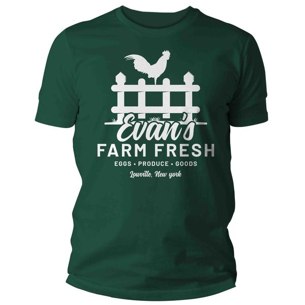 Men's Personalized Farm Stand Shirt Custom Market T Shirt Minimalist Logo Chicken Rooster Farming Eggs TShirt Unisex Mans Gift Idea-Shirts By Sarah
