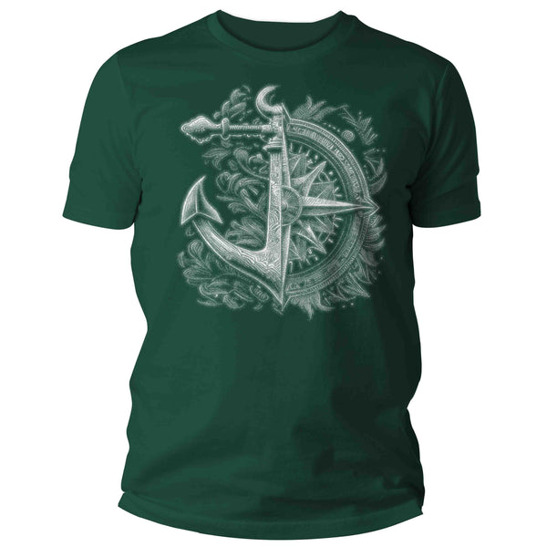 Men's Boating Shirt Sailing T Shirt Nautical Tee Compass Anchor Photorealistic Ocean Sea Graphic Boater Sailor Gift Idea Unisex Man-Shirts By Sarah