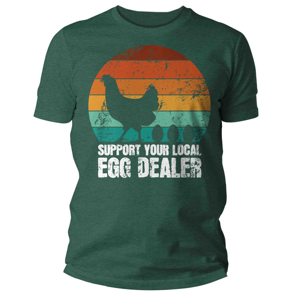 Men's Funny Farm Shirt Support Local Egg Dealer T Shirt Farming Chicken Hen Homesteader Tee Man Gift For Him Unisex-Shirts By Sarah