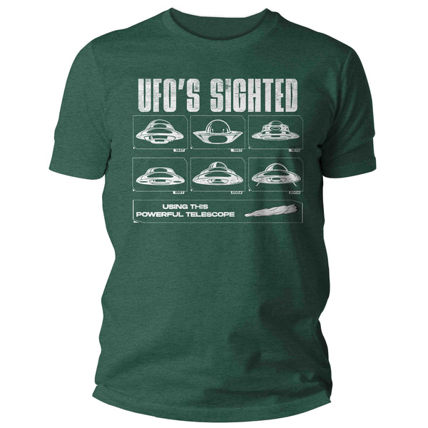 Men's Funny UFO Shirt Cannabis Weed T Shirt UFOs Seen With Telescope Joint Gift Pot Marijuana Humor Graphic Tee Man For Him Unisex-Shirts By Sarah