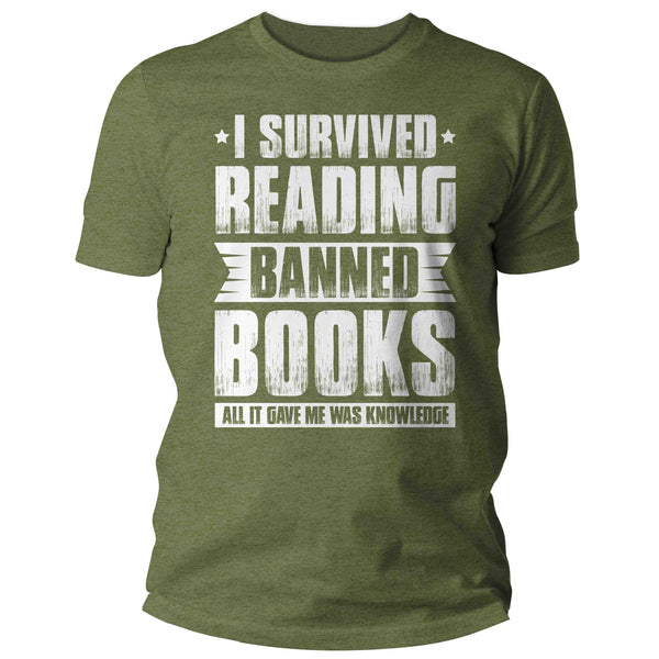 Men's I Survived Reading Banned Books Shirt Progressive TShirt Reader leftist Books Bookworm Protect Librarians Gift Idea Unisex Mans-Shirts By Sarah