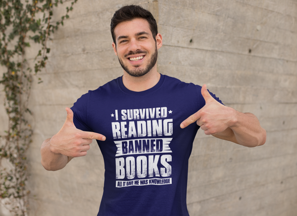 Men's I Survived Reading Banned Books Shirt Progressive TShirt Reader leftist Books Bookworm Protect Librarians Gift Idea Unisex Mans-Shirts By Sarah