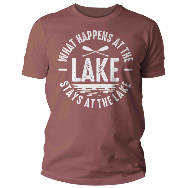Men's Funny Lake Shirt Boater T Shirt What Happens At The Lake Stays Lakehouse Boathouse Boating Tee Man Gift For Him Unisex-Shirts By Sarah