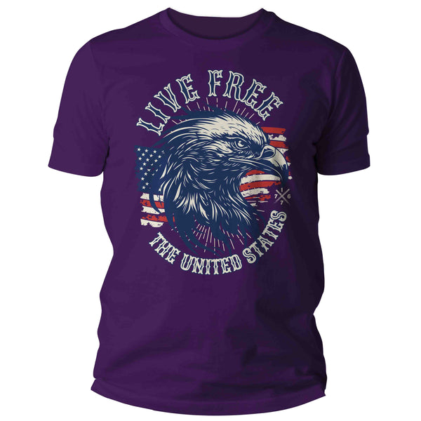 Men's Live Free Shirt Patriotic T Shirt 4th July Eagle American Flag Grunge Independence Day Tee Man Gift For Him Unisex-Shirts By Sarah