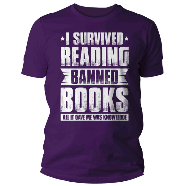 Men's I Survived Reading Banned Books Shirt Progressive TShirt Reader leftist Books Bookworm Protect Librarians Gift Idea Unisex Mans-Shirts By Sarah