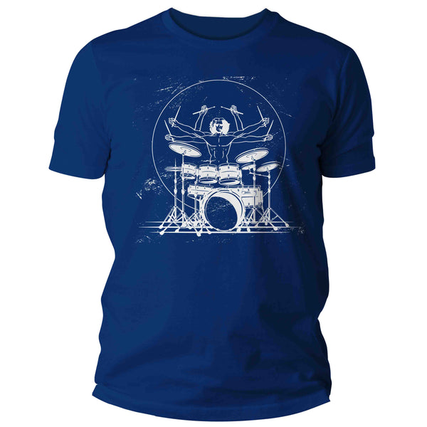 Men's Funny Drummer Shirt Drums Shirt DaVinci Style Music Tshirt Drummer Band Gift Idea Percussion Unisex Drum Tee-Shirts By Sarah