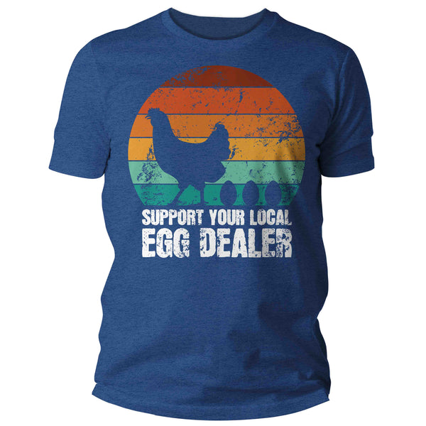 Men's Funny Farm Shirt Support Local Egg Dealer T Shirt Farming Chicken Hen Homesteader Tee Man Gift For Him Unisex-Shirts By Sarah