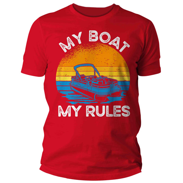 Men's Funny Boating Shirt My Boat My Rules T Shirt Pontoon Boat Captain Gift For Him Nautical Boater Tee Accessory Unisex Man-Shirts By Sarah