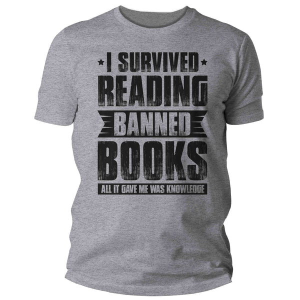 Men's I Survived Reading Banned Books Shirt Progressive TShirt Reader leftist Books Bookworm Protect Librarians Gift Idea Unisex Mans-Shirts By Sarah