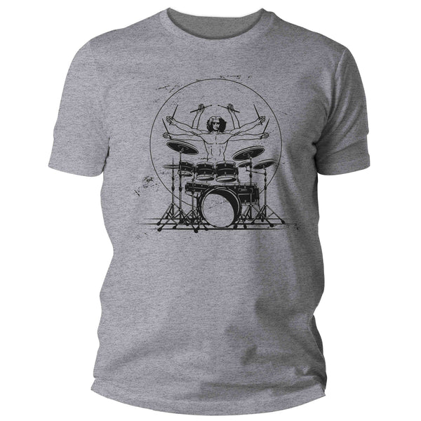 Men's Funny Drummer Shirt Drums Shirt DaVinci Style Music Tshirt Drummer Band Gift Idea Percussion Unisex Drum Tee-Shirts By Sarah