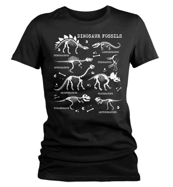 Women's Glow In The Dark Dinosaur Shirt Dinosaur Fossil Record Bones Dig Dino Shirt T-Shirt Paleontologist Gift Scientist Tee Ladies For Her-Shirts By Sarah