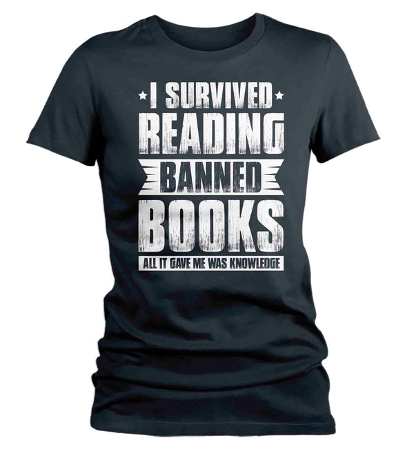 Women's I Survived Reading Banned Books Shirt Progressive TShirt Reader leftist Books Bookworm Protect Librarians Gift Idea Ladies-Shirts By Sarah