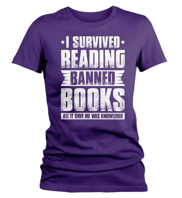 Women's I Survived Reading Banned Books Shirt Progressive TShirt Reader leftist Books Bookworm Protect Librarians Gift Idea Ladies-Shirts By Sarah