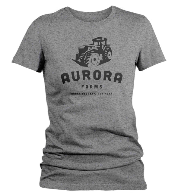 Women's Personalized Farm Tractor Shirt Custom Market T Shirt Minimalist Logo Homestead Farming TShirt Ladies Woman Gift Idea-Shirts By Sarah