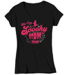 Women's V-Neck Cute Halloween Shirt This Is My Spooky Mom Costume T Shirt Funny Creepy Idea Gift Trick Or Treat Tee Ladies For Her