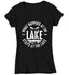 Women's V-Neck Funny Lake Shirt Boater T Shirt What Happens At The Lake Stays Lakehouse Boathouse Boating Tee Gift For Her Ladies-Shirts By Sarah