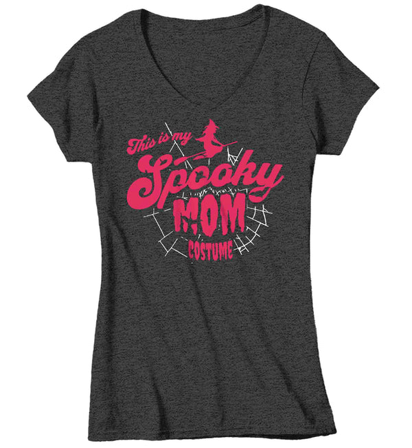 Women's V-Neck Cute Halloween Shirt This Is My Spooky Mom Costume T Shirt Funny Creepy Idea Gift Trick Or Treat Tee Ladies For Her-Shirts By Sarah