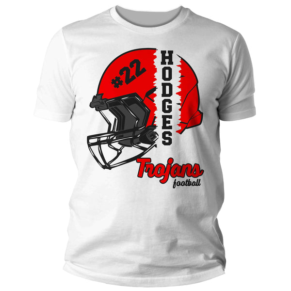 Men's Personalized Football T Shirt Custom Football Helmet Frame Shirts Football Dad Football Mom T Shirt Unisex Mans Gift Idea-Shirts By Sarah
